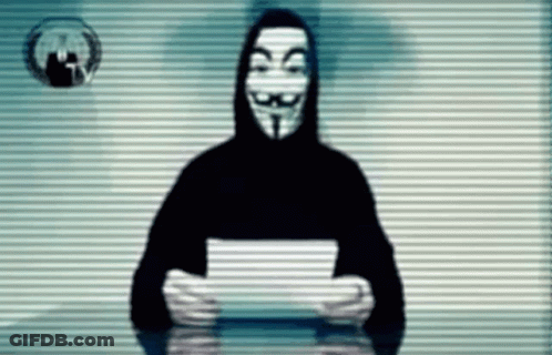 Masked Man Holding Paper On Striped Background GIF
