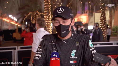 Masked Man With Mercedes Hat And Microphone Talks To Sky Sports GIF