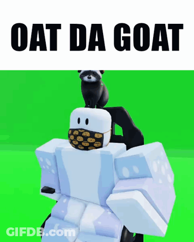 Masked Person With Raccoon Saying Oat Da Goat GIF