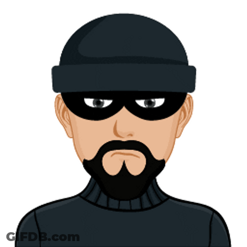 Masked Robber Blinking Eyes Animation GIF