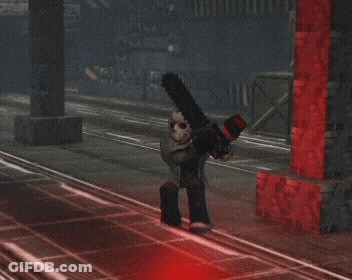 Masked Video Game Character Walking On Train Track GIF
