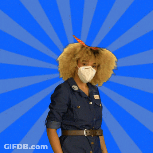 Masked Woman Flexing Arm Our Time Now GIF