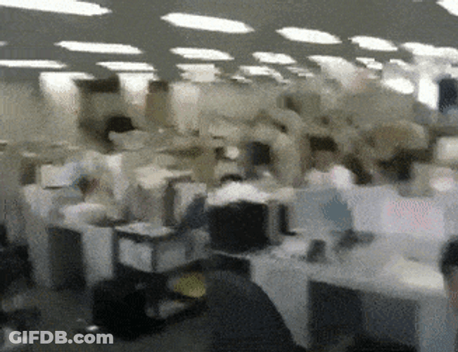 Massive Earthquake Inside Office GIF