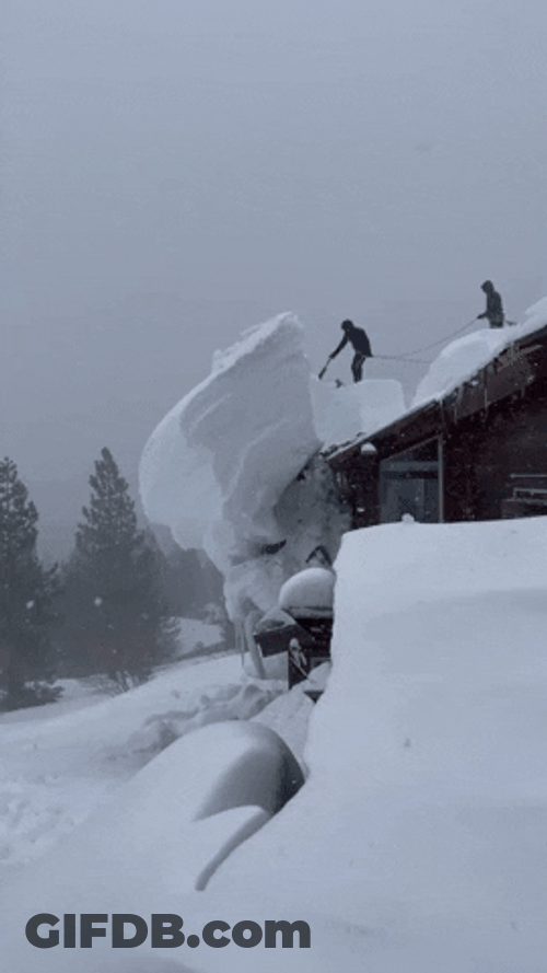 Massive Ice Slab From Snow Storm Removal GIF