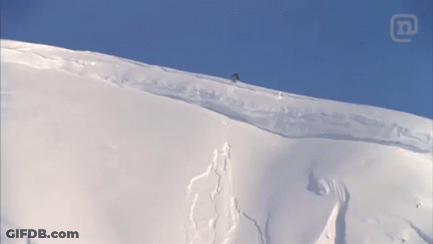 Massive Skiing Fall Avalanche GIF