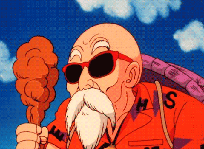 Master Roshi Raising His Staff GIF
