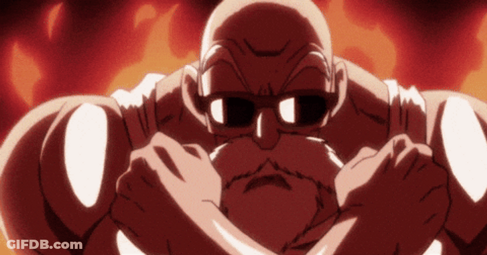 Master Roshi Surrounded By Fire GIF