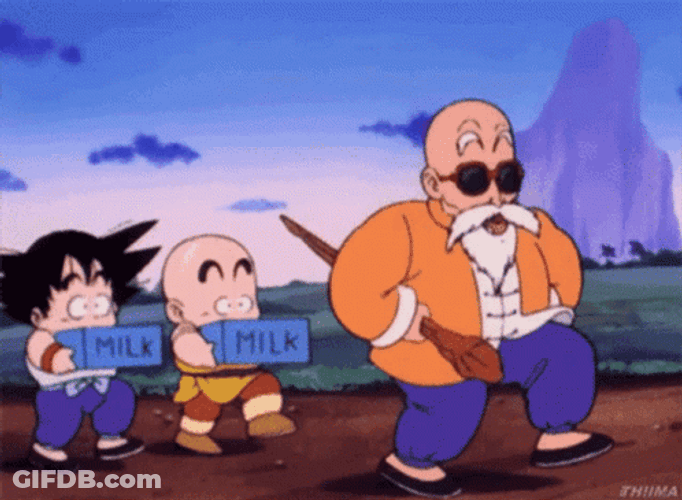 Master Roshi With Young Goku And Krillin GIF