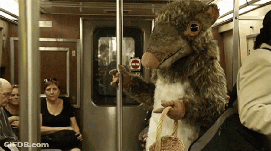 Master Splinter Riding Train Subway GIF