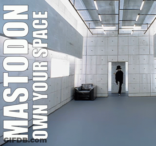 Mastodon Own Your Space Album Cover Man Walking Through Doorway GIF