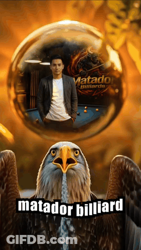 Matador Billiards Poster With Eagle And Man GIF