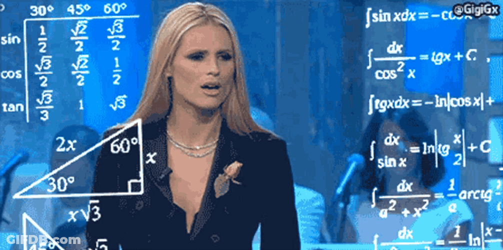 Math Lady Meme Confused Thinking Michelle Hunziker GIF