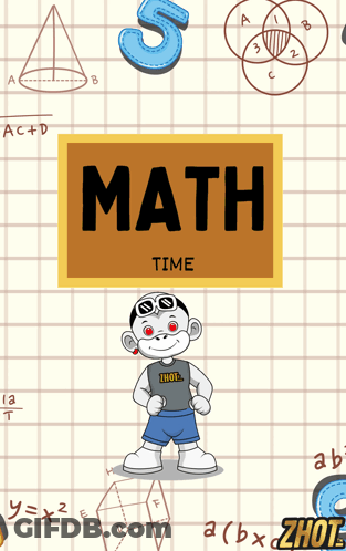 Math Time Poster With Cartoon Character GIF