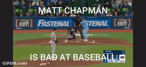 Matt Chapman Is Bad At Baseball According To A Screenshot Of A Baseball Game GIF