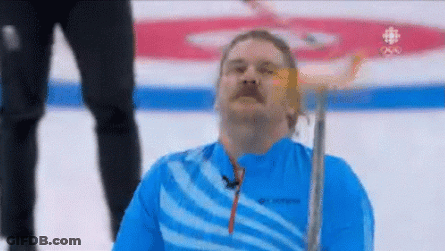 Matt Hamilton Catching Curling Broom GIF
