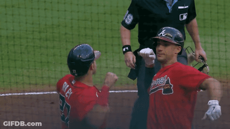 Matt Olson Austin Riley Wrist Bump GIF