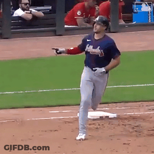 Matt Olson Running Pointing Up GIF