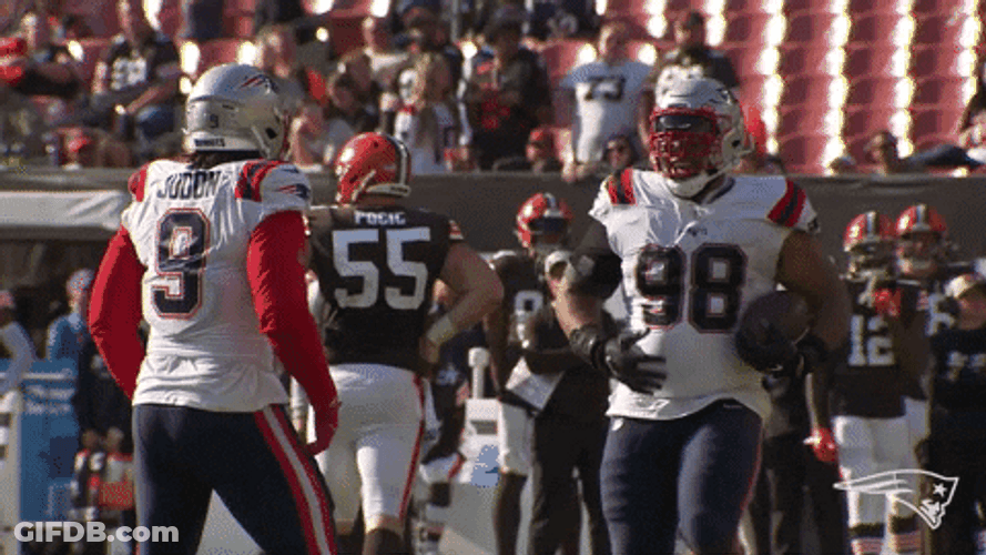 Matthew Judon Celebratory Tummy Dance GIF