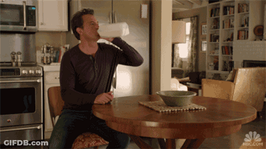 Matthew Perry Milk Spit Take GIF
