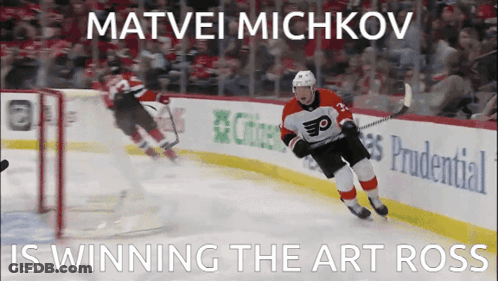 Matvei Michkov Winning The Art Ross In Hockey GIF