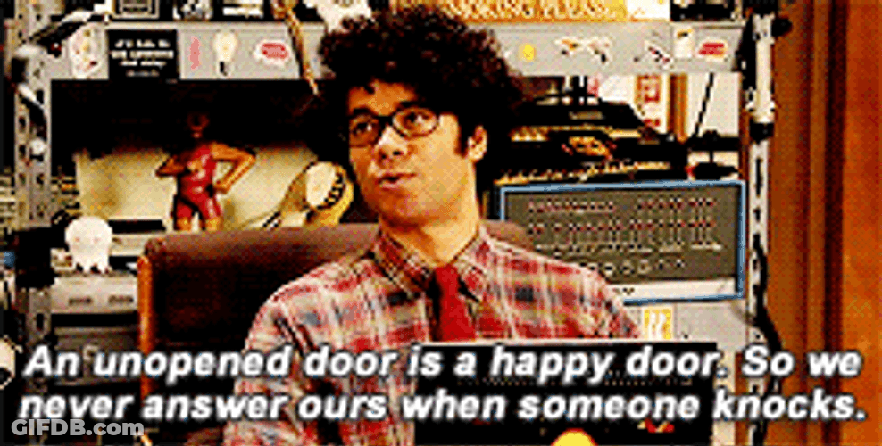 Maurice Moss It Crowd Happy Door GIF