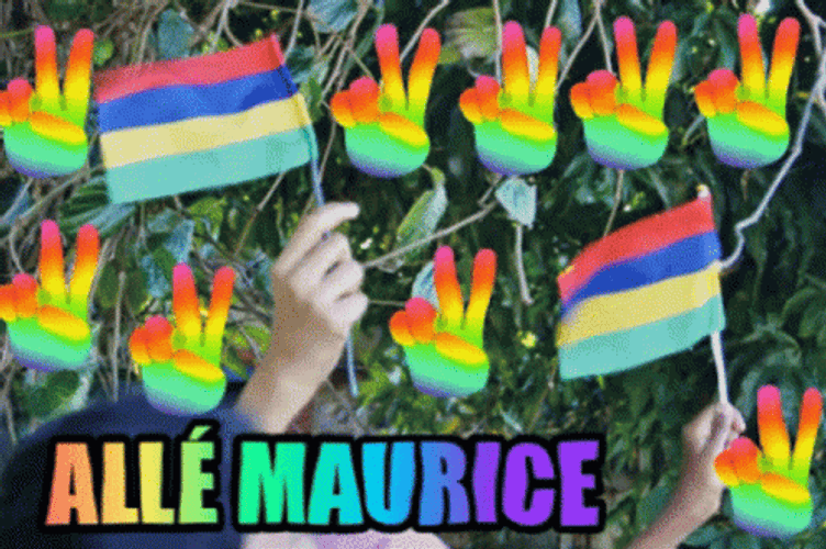 Mauritius Flag Victory Peace Sign GIF
