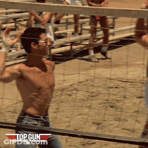 Maverick Beach Volleyball High Five Tom Cruise GIF