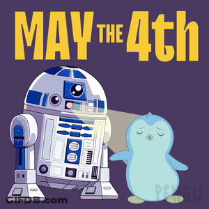 May The 4Th Poster With Robot And Penguin GIF