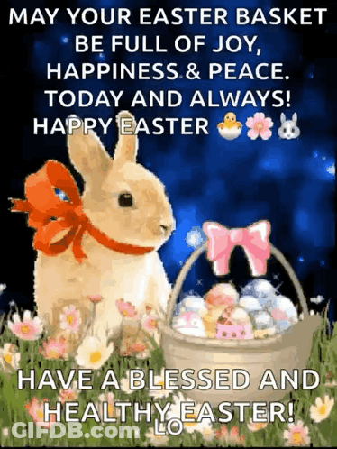 May Your Easter Basket Be Full Of Joy Happiness & Peace Today And Always ! Happy Easter Have A Blessed And Healthy Easte GIF