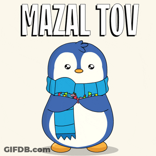 Mazel Tov Penguin Confetti GIF