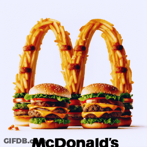McDonald's Advertisement With Hamburgers And Fries GIF