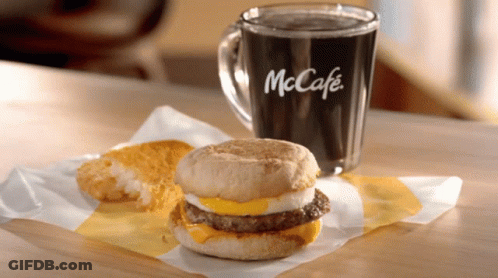 McDonald's Breakfast Sandwich Next To McCafe GIF
