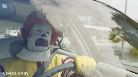 McDonald's Clown Driving A Car GIF