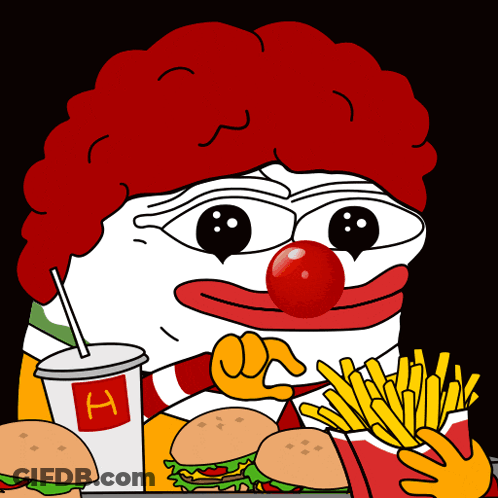 McDonald's Clown Holding Drink And Fries GIF