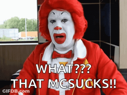 McDonald's Clown Saying What That McSucks GIF