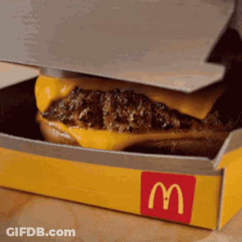 Mcdonald's Hamburger In Box With Lid Open GIF