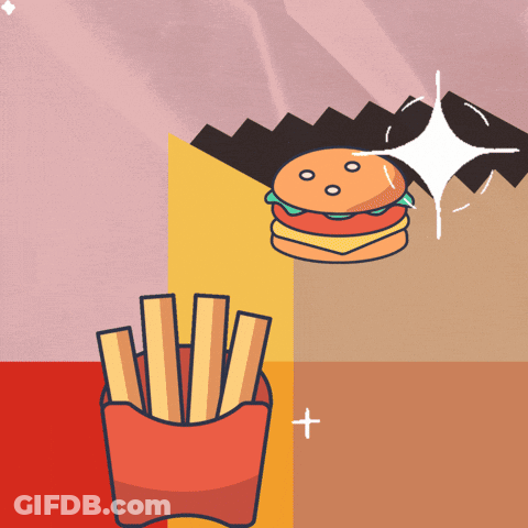 McDonald's Logo With Hamburger And Fries GIF