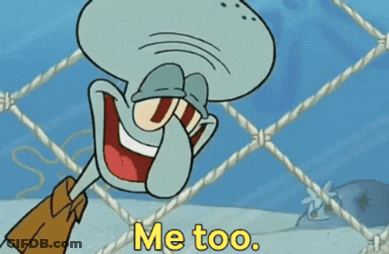 Me Too Happy Squidward SpongeBob GIF