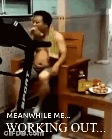 Meanwhile Me Working Out Man On Treadmill GIF
