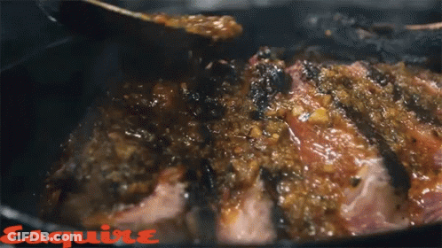Meat Cooking In Pan With Esquire GIF