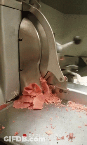 Meat Slicer In Kitchen At 00:02 GIF