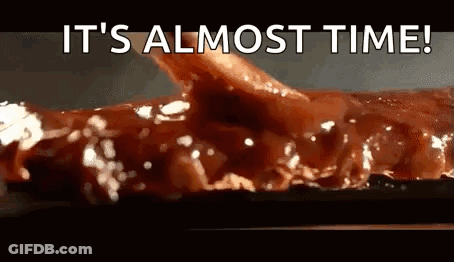 Meat With Sauce And Almost Time Text GIF