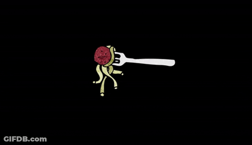 Meatball On A Fork With Little Pasta GIF