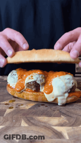 Meatball Sandwich With Sauce GIF