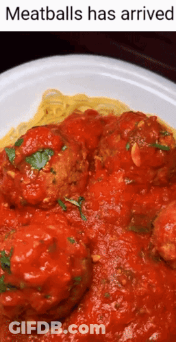Meatballs And Spaghetti Saying Meatballs Has Arrived GIF