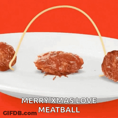 Meatballs And Spaghetti Saying Merry Xmas Love Meatball GIF
