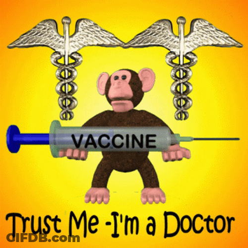 Médica Cartoon Monkey Lifting Injection GIF