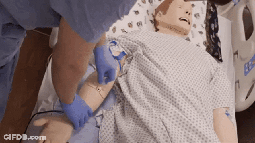 Medical Student Practicing Injection GIF