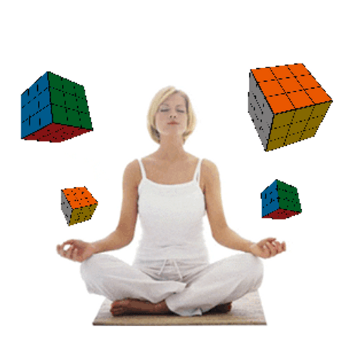 Meditation With Spinning Rubics Blocks GIF