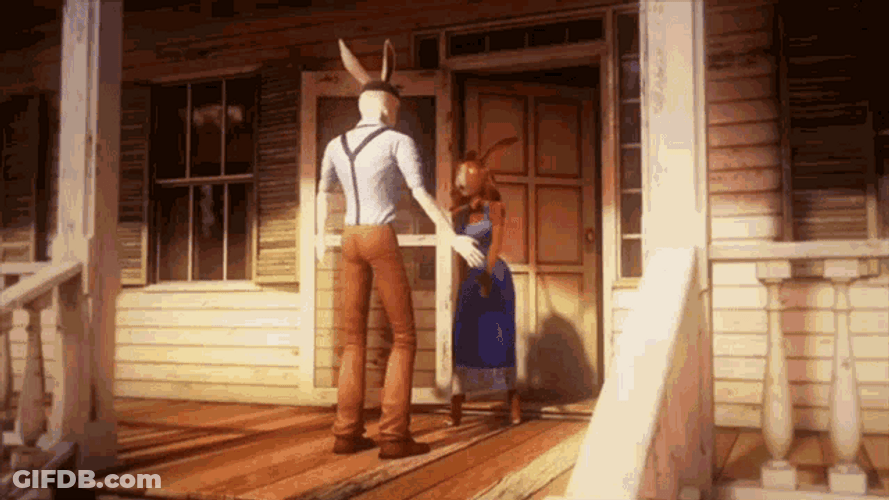 Meet Ed Hug Romantic Cartoon Couple GIF
